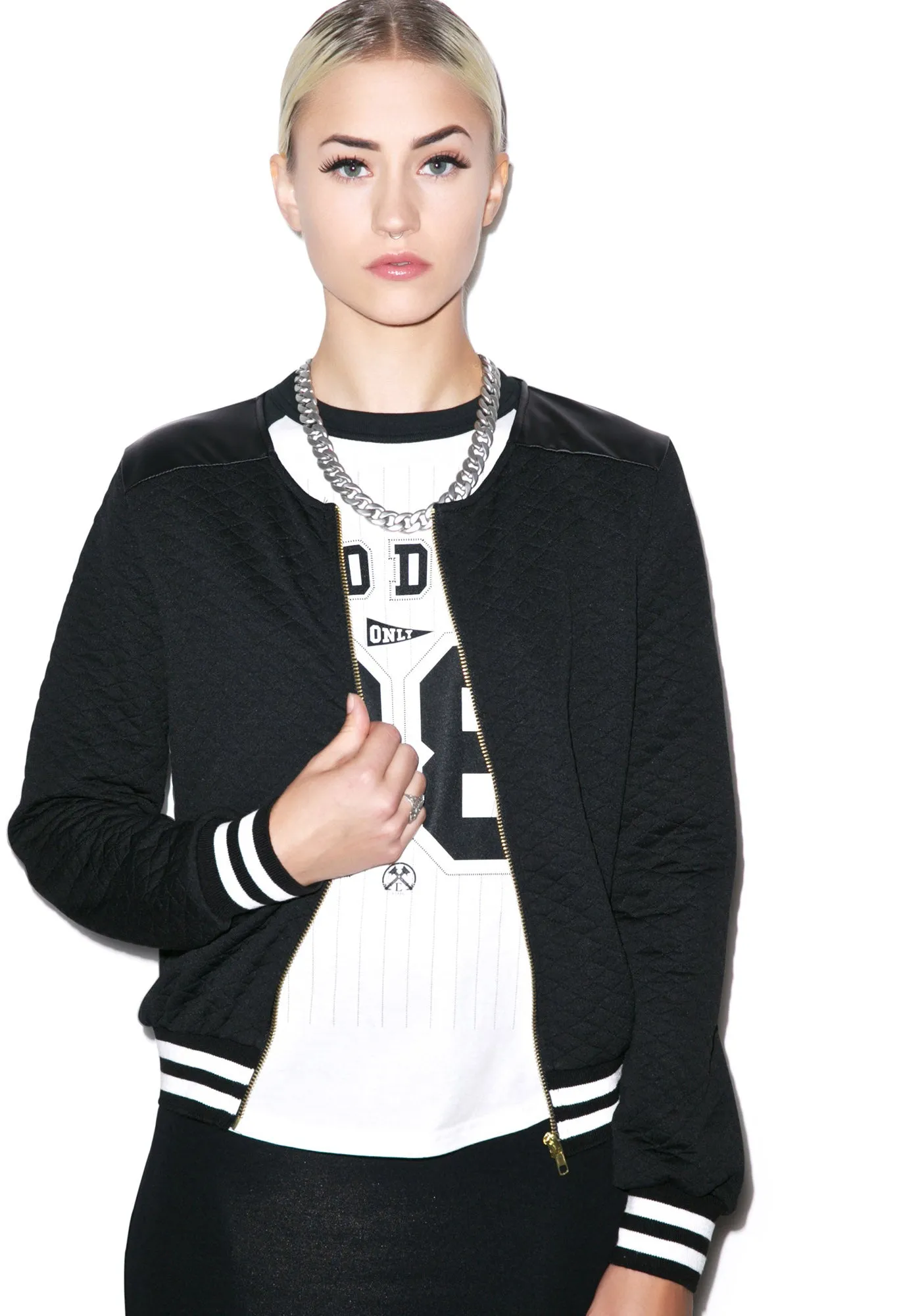 High School Drop Out Quilted Varsity Jacket