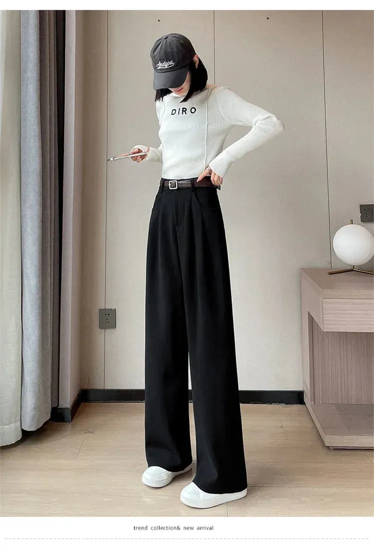 High Waist Straight Trousers