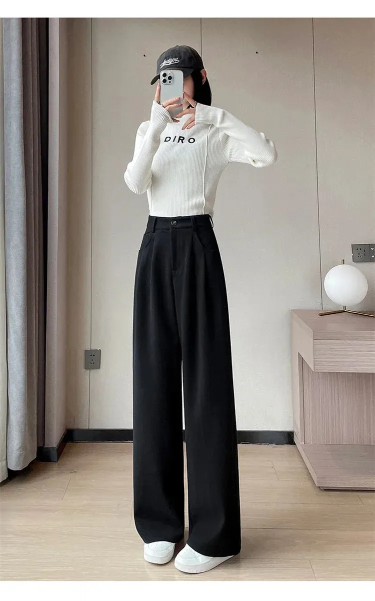 High Waist Straight Trousers