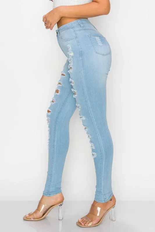 High Waisted Skinny Distressed Women Jeans