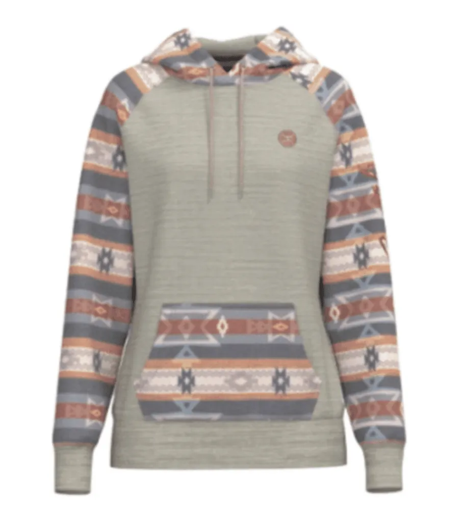 Hooey Girl's "Summit" Cream Space Dye Aztec Hoodie HH1198CRPK-Y