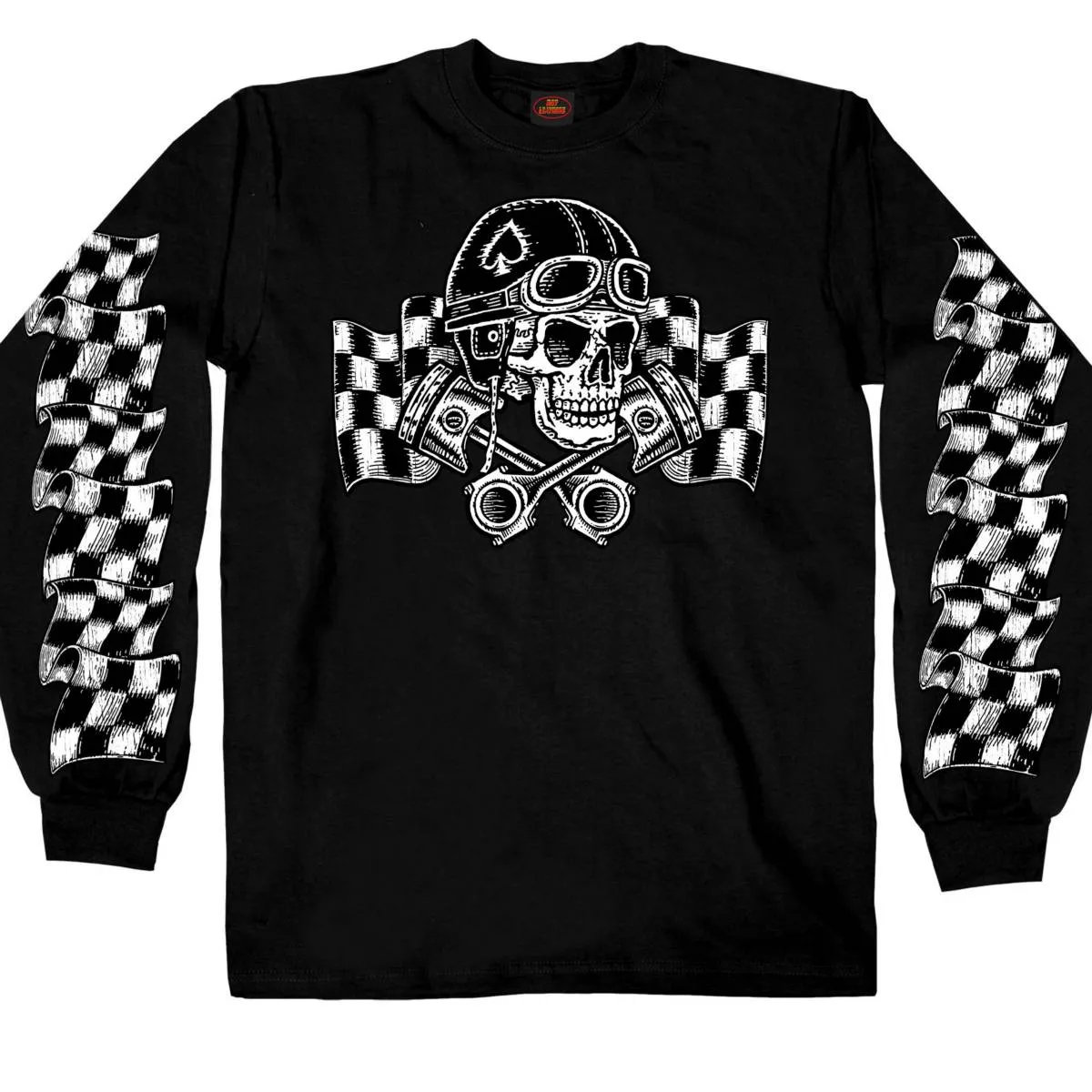 Hot Leathers GMS2527 Men's Black Vintage Skull Long Sleeve Print T-Shirt