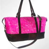 Hot pink with silver acid wash duffle