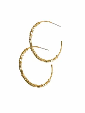 Hot Tomato Beaded Shimmer Hoops Earrings in Gold