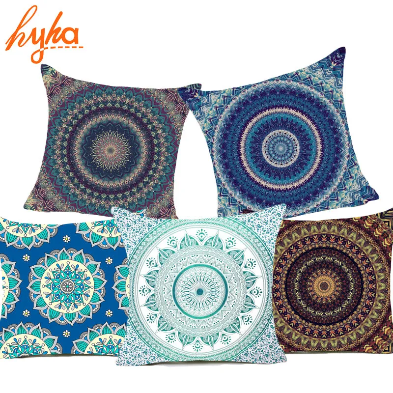 Hyha Hippie Mandala Polyester Cushion Cover Bohemian Indian Style Geometric Pillow Cover Home Decorative Pillows For Sofa Car