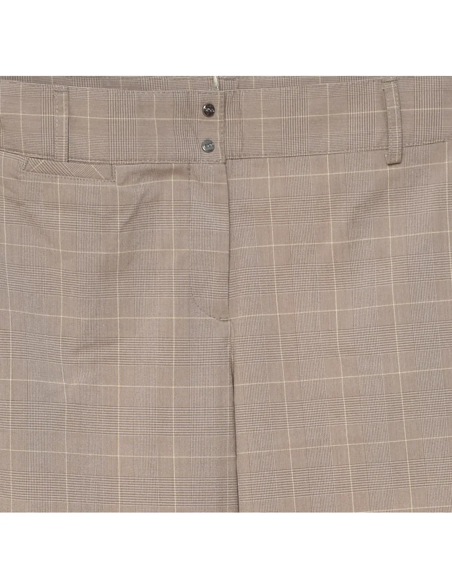 Izod Checked Light Brown Trousers - W31 L30