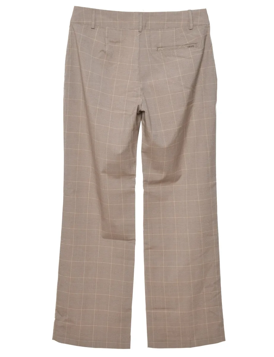 Izod Checked Light Brown Trousers - W31 L30