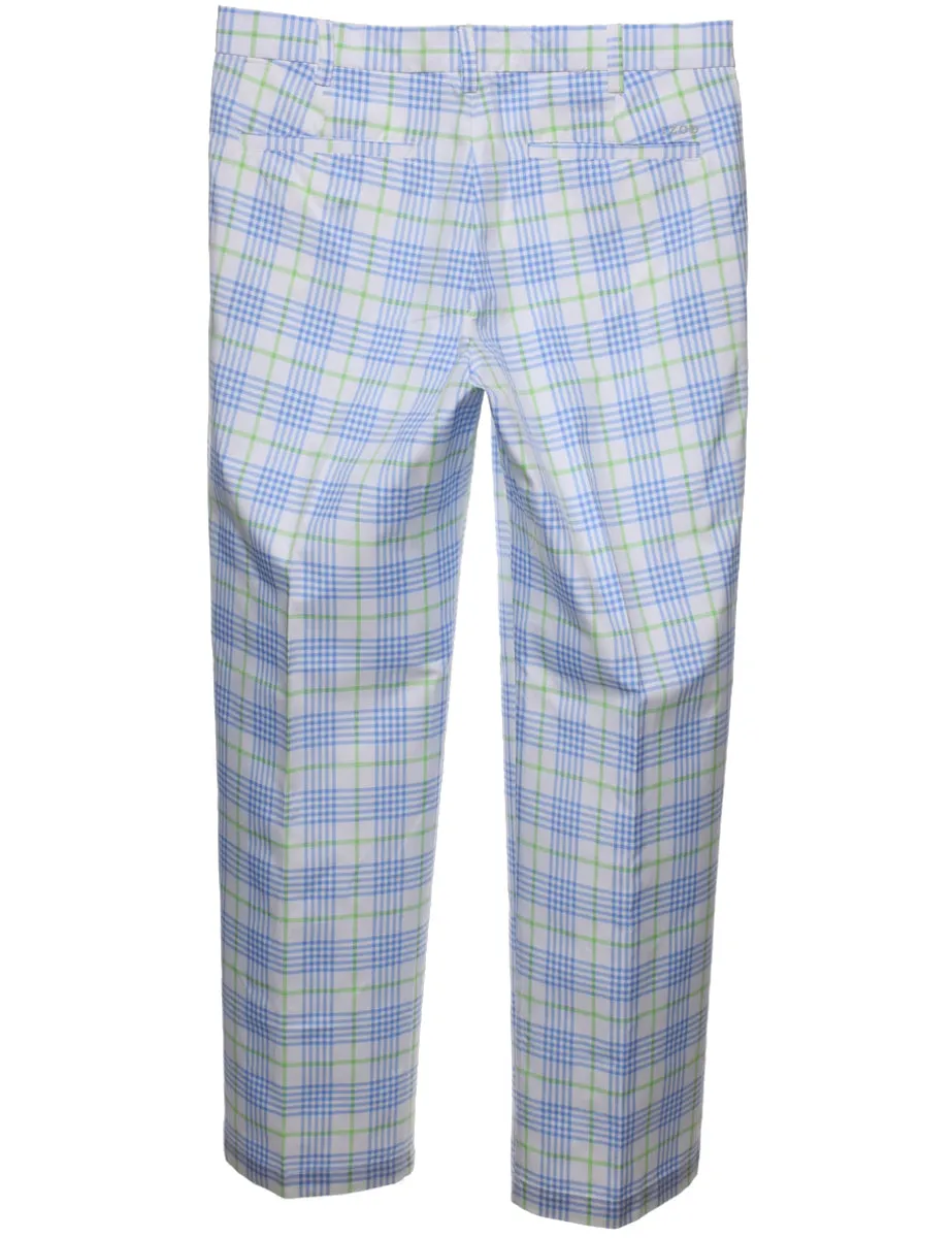 Izod Checked Pattern Light Green & Blue Trousers - W34 L32