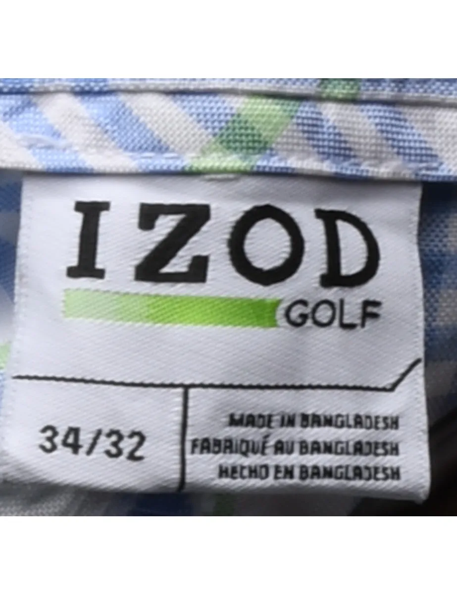 Izod Checked Pattern Light Green & Blue Trousers - W34 L32