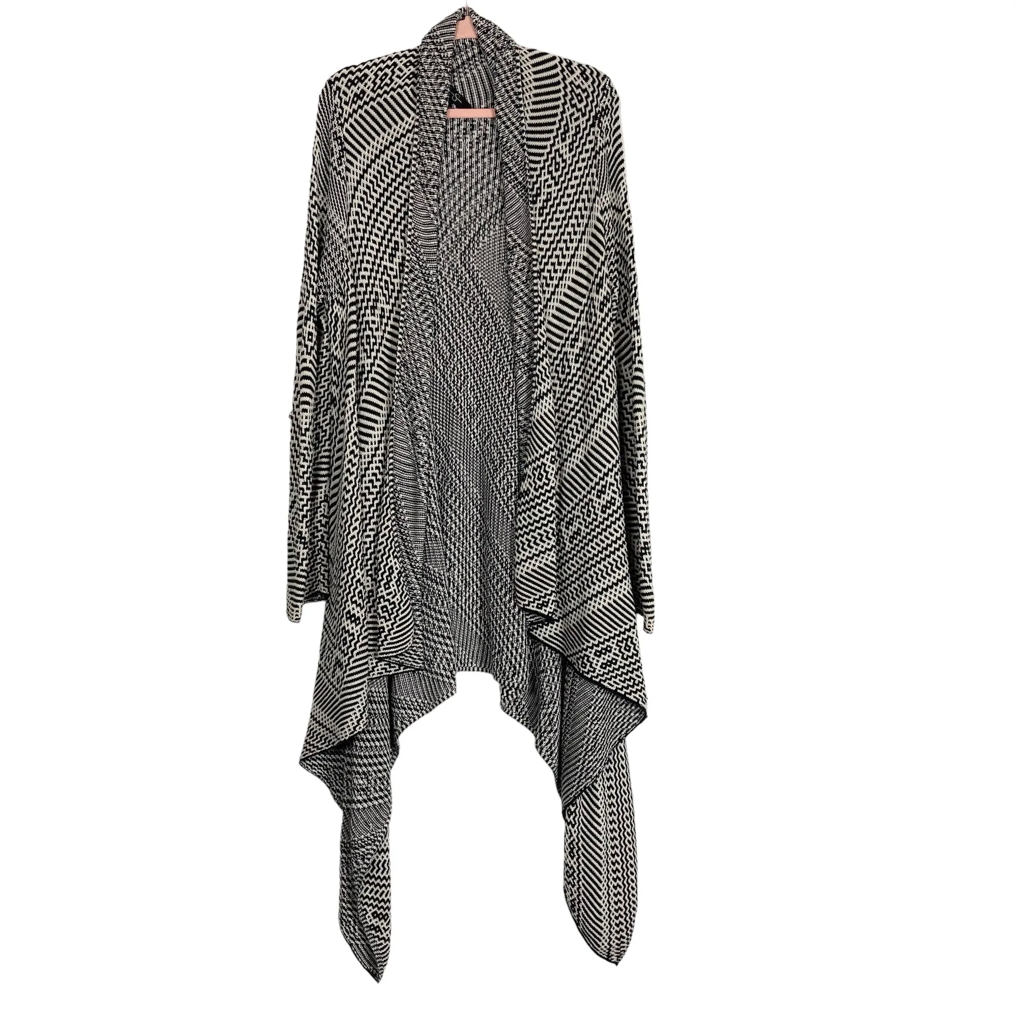 Jessica Simpson Black and White Waterfall Front Cardigan- Size L