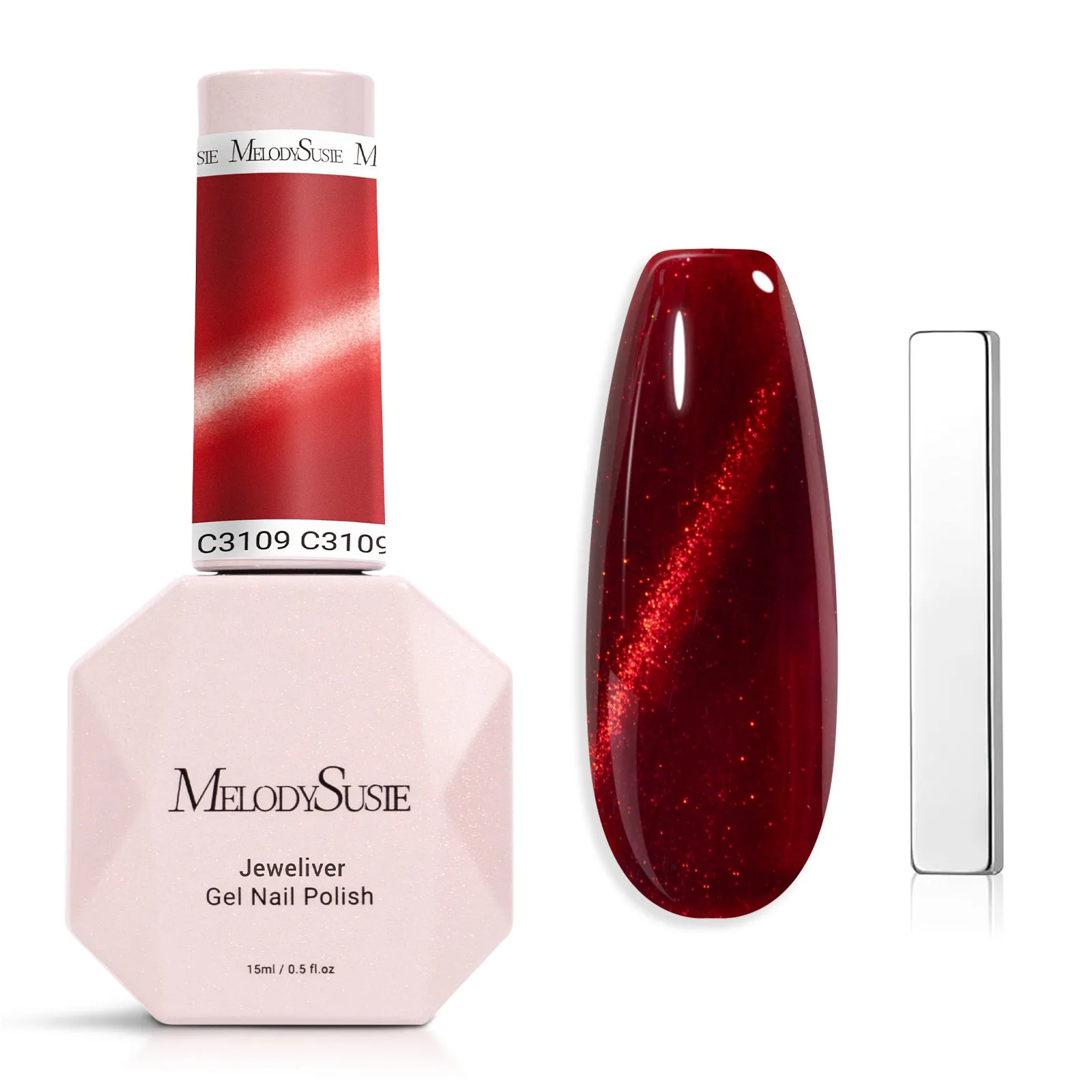 Jeweliver Cat Eye Gel Polish 0.5 fl oz/15ml - Blood Red C3109