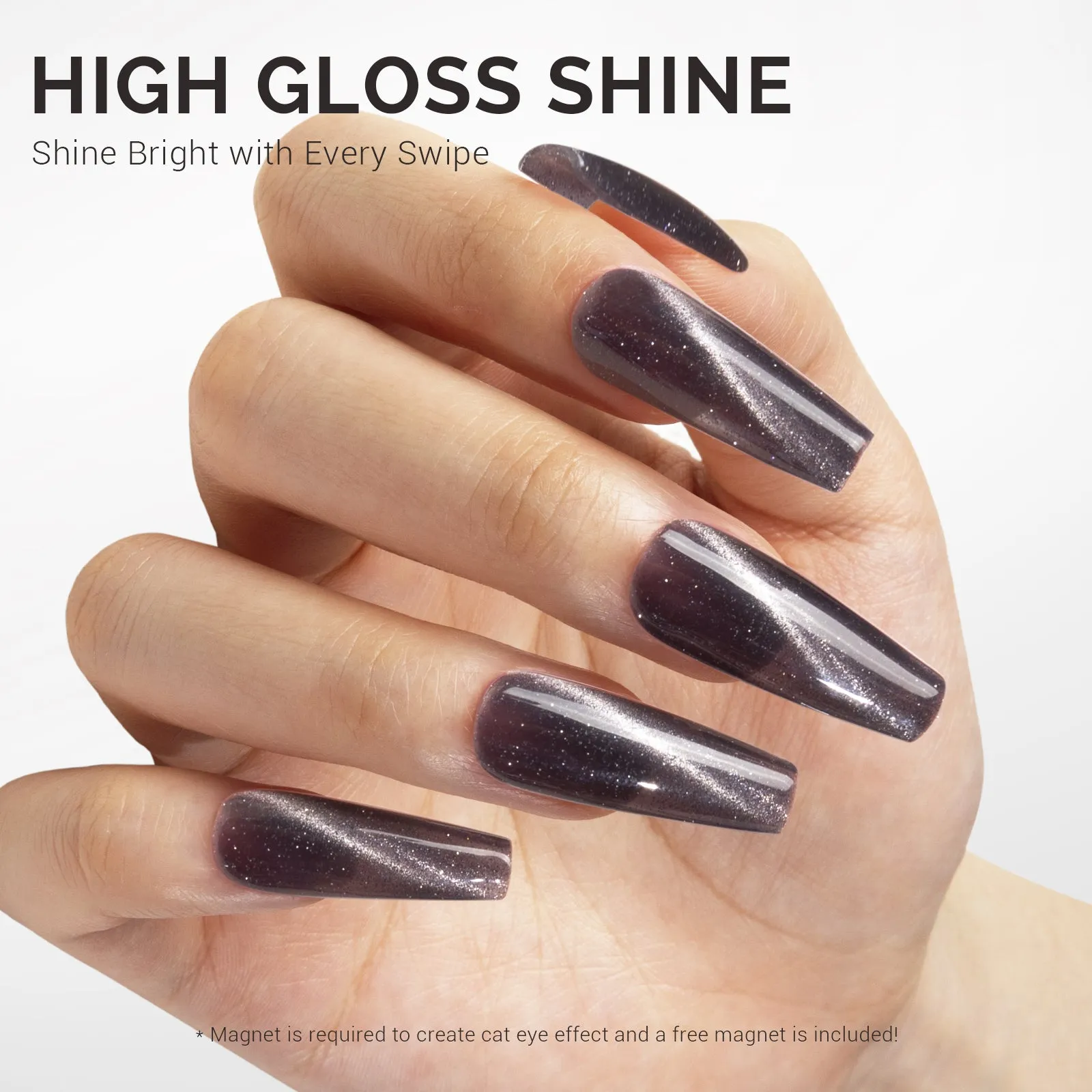 Jeweliver Cat Eye Gel Polish 0.5 fl oz/15ml - Dark Gray C6681