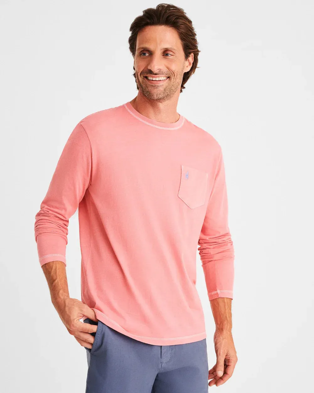 Johnnie-O Brennan Long Sleeve T-Shirt In Malibu Red