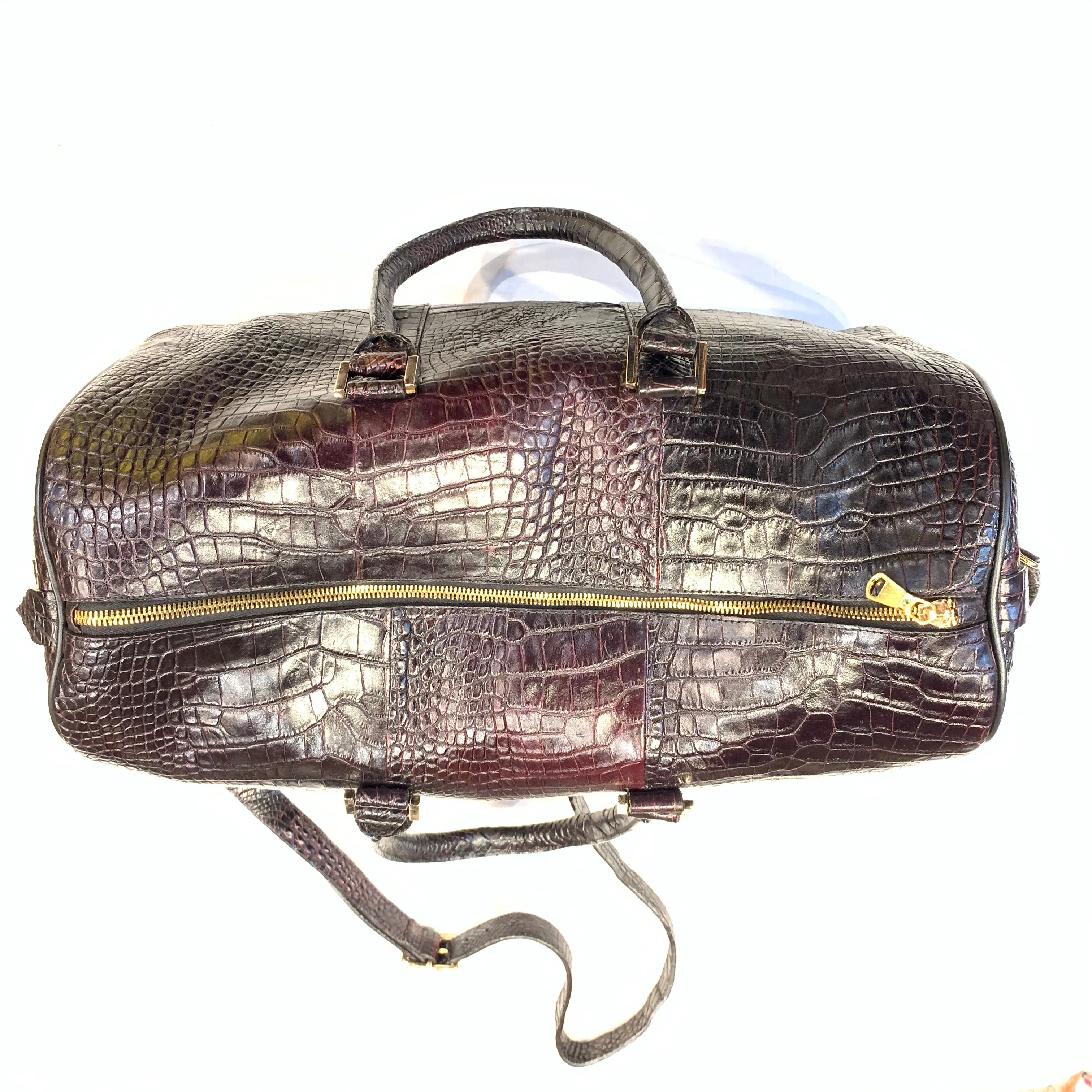 Kashani Black Cherry Full Alligator Body Duffle Bag