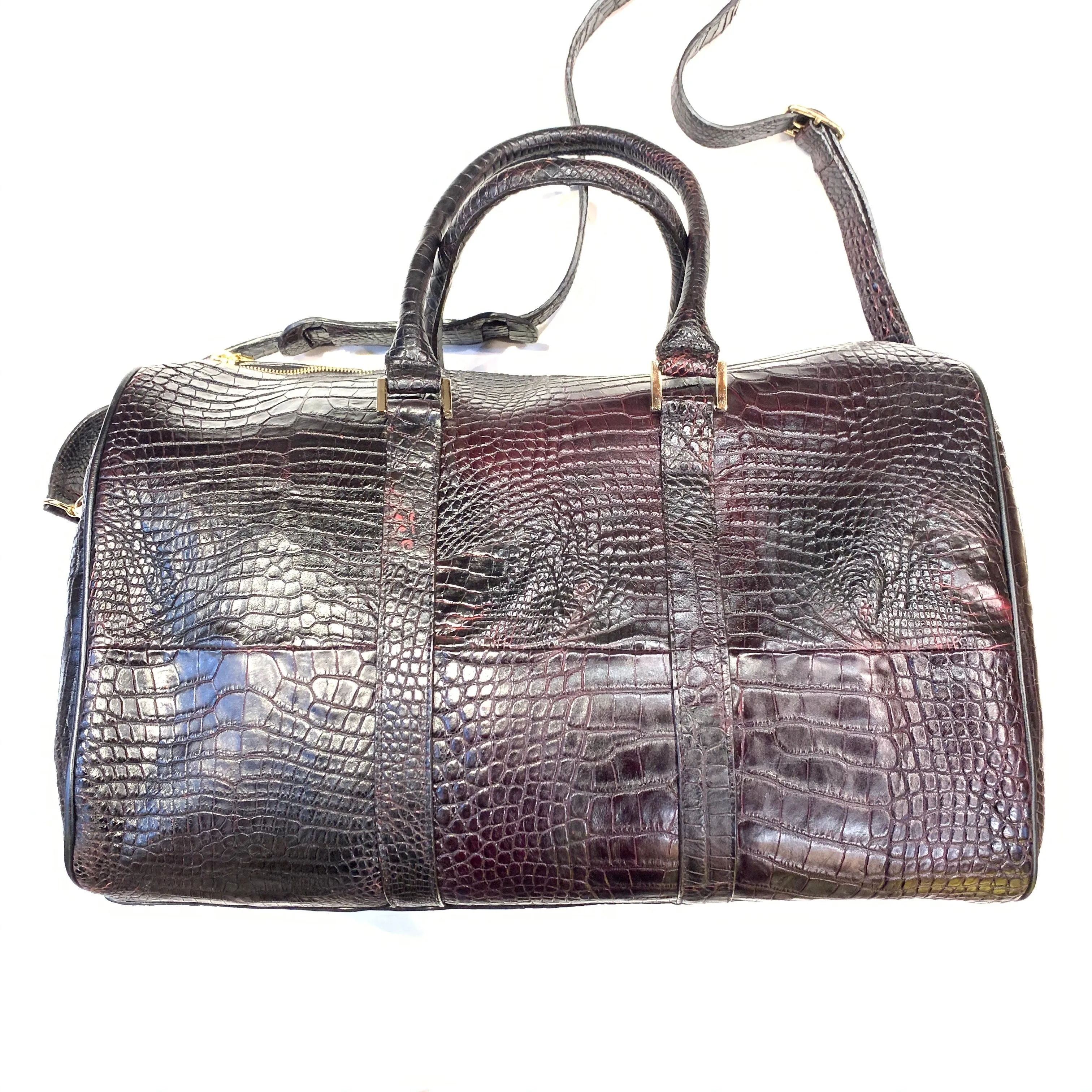 Kashani Black Cherry Full Alligator Body Duffle Bag