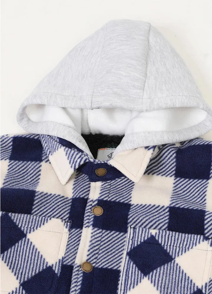 Kids Boys and Girls Sherpa Lined Warm Fleece Plaid Jacket with Hood