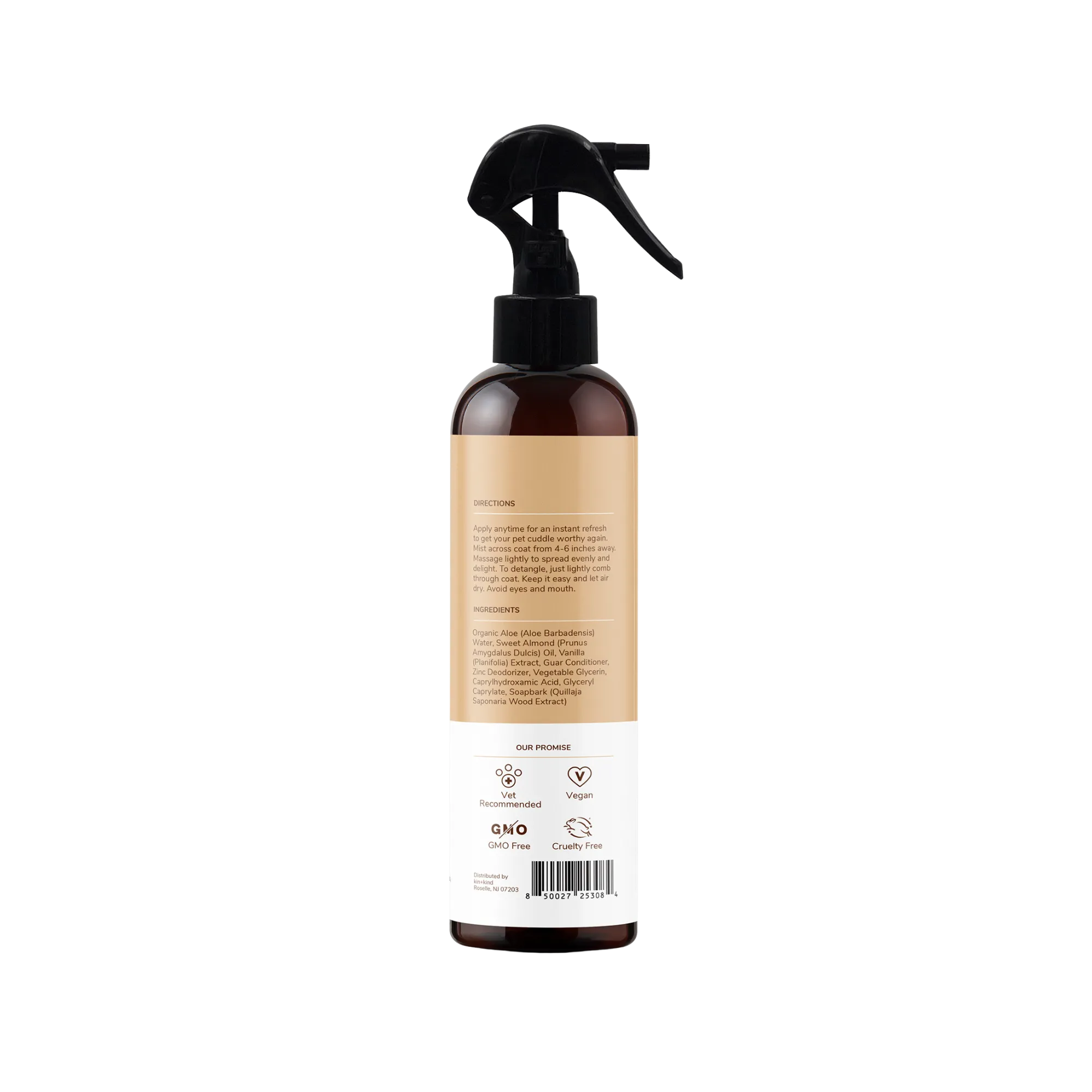 Kin   Kind Almond & Vanilla Natural Coat Spray for Dog Smells 12 oz