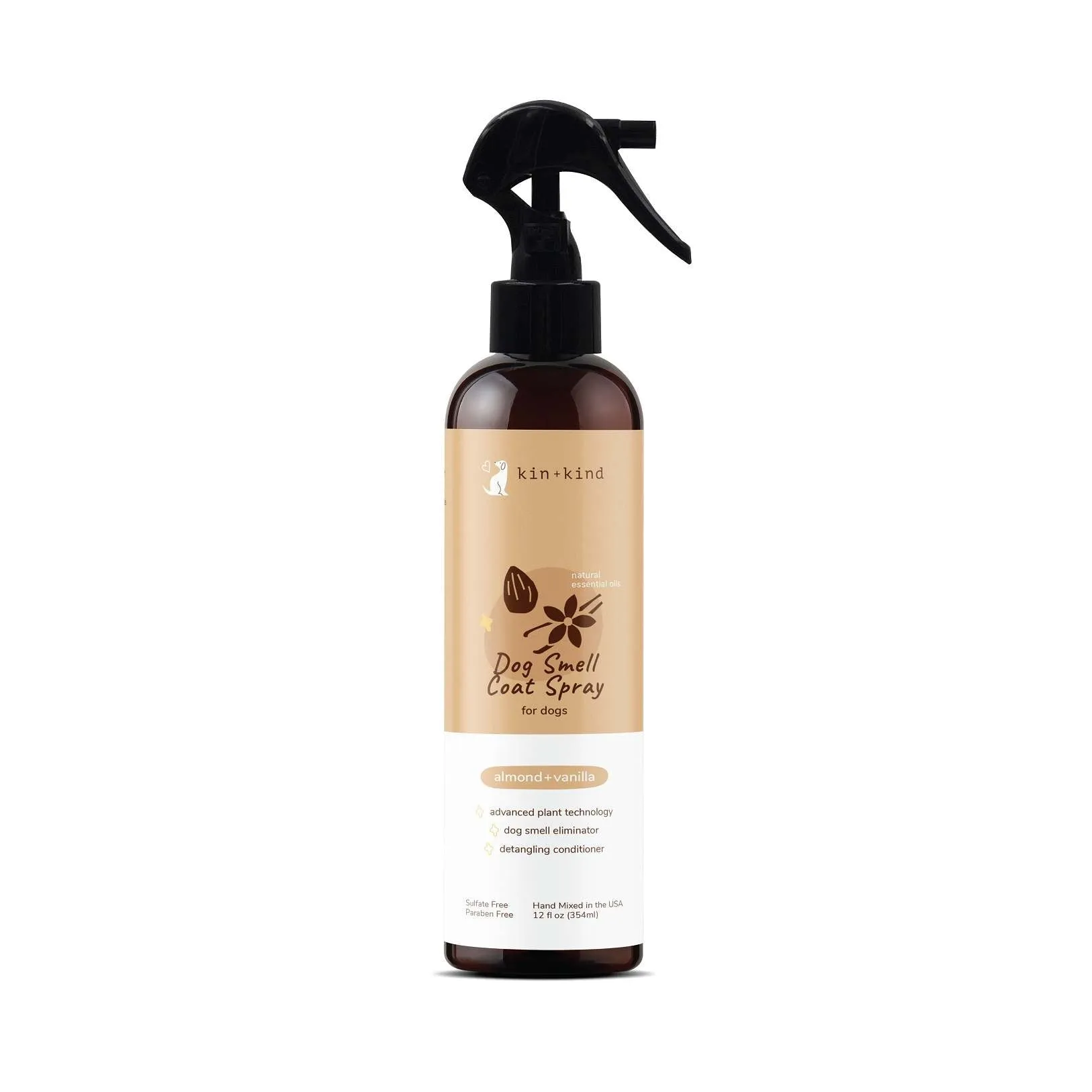 Kin   Kind Dog Smell Coat Spray Almond   Vanilla 12oz