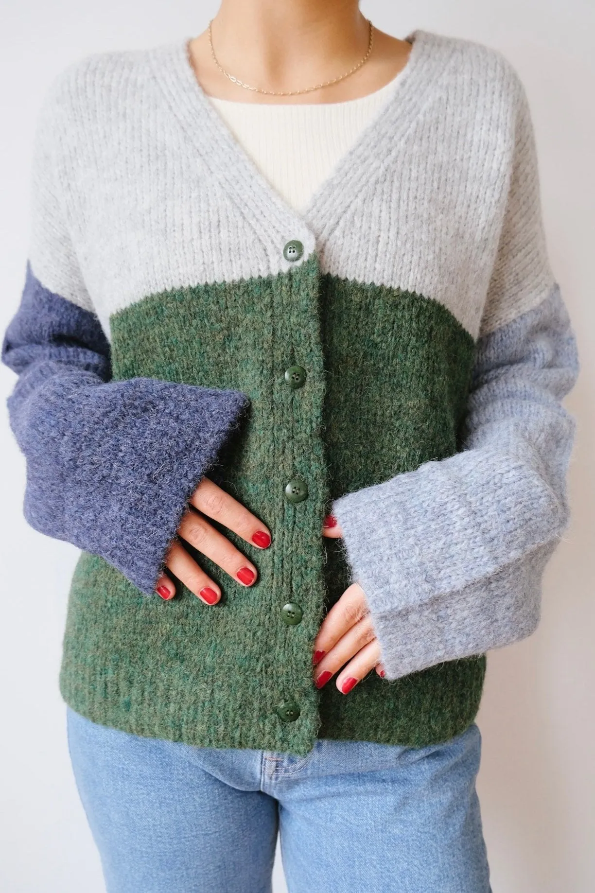 knit cardigan - delta - lake colors