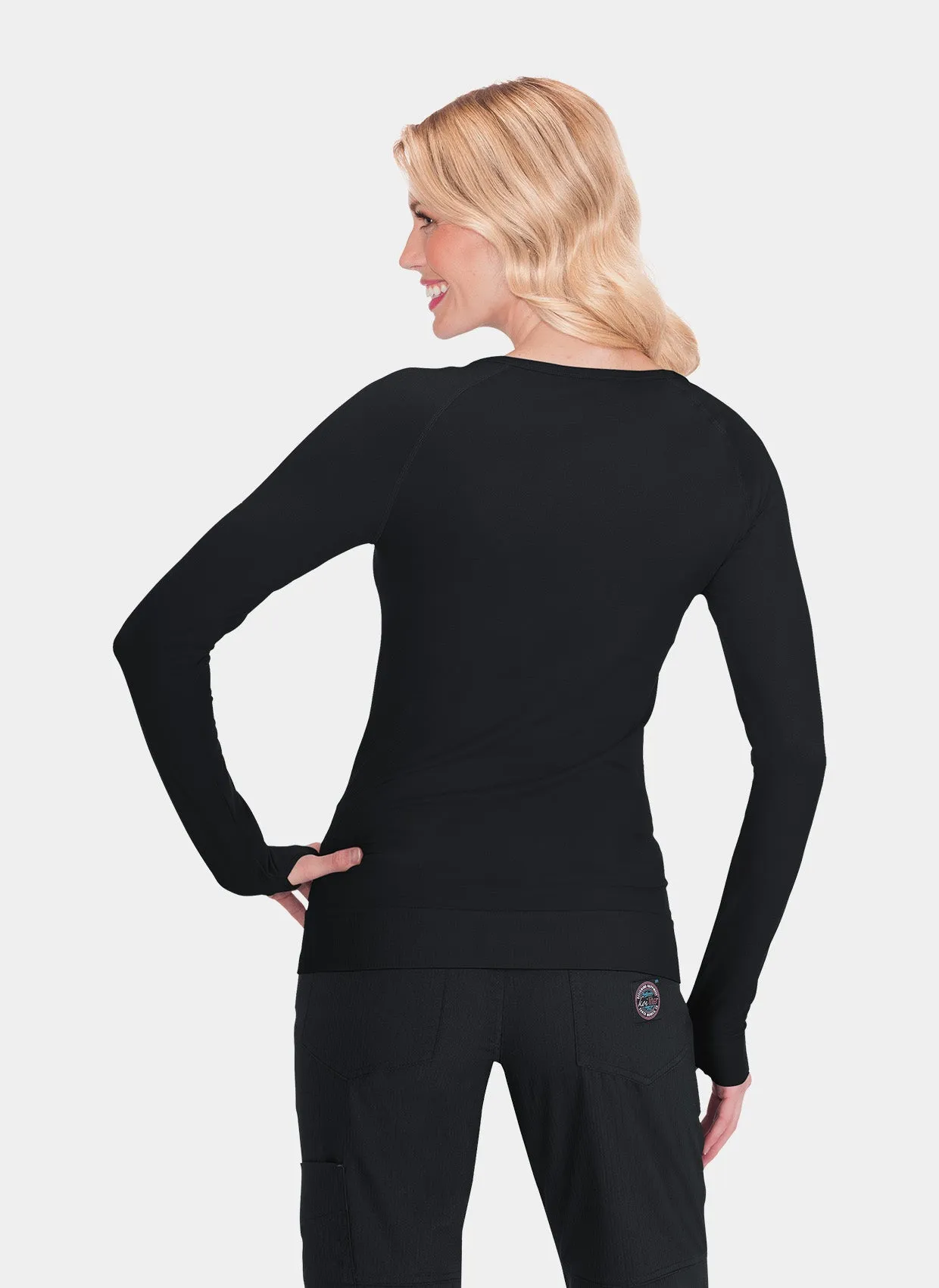 Koi Lite Divine Long Sleeve Underscrub Tee - Black