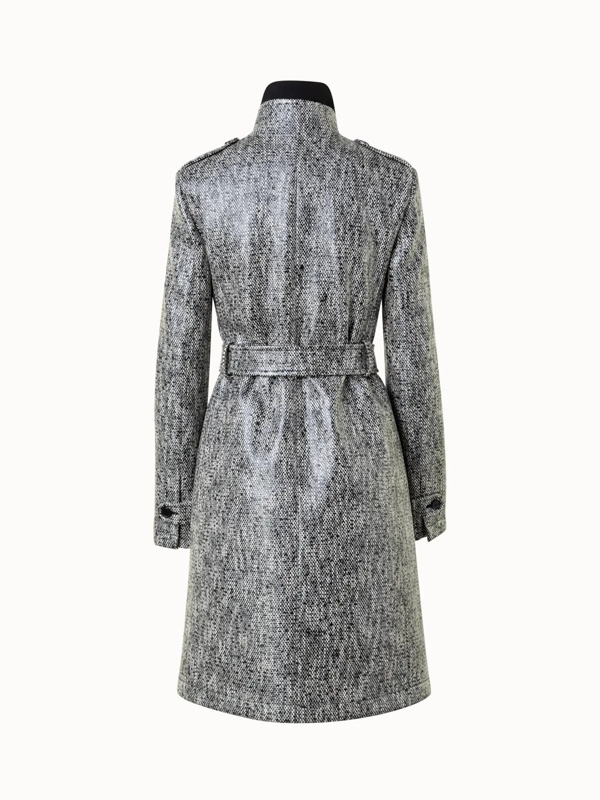 Lacquered Tweed Coat with Removable Insert