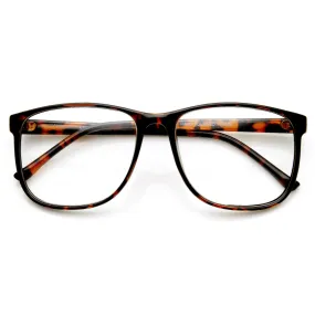 Large Retro Nerd Hipster Fashion Clear Lens Glasses