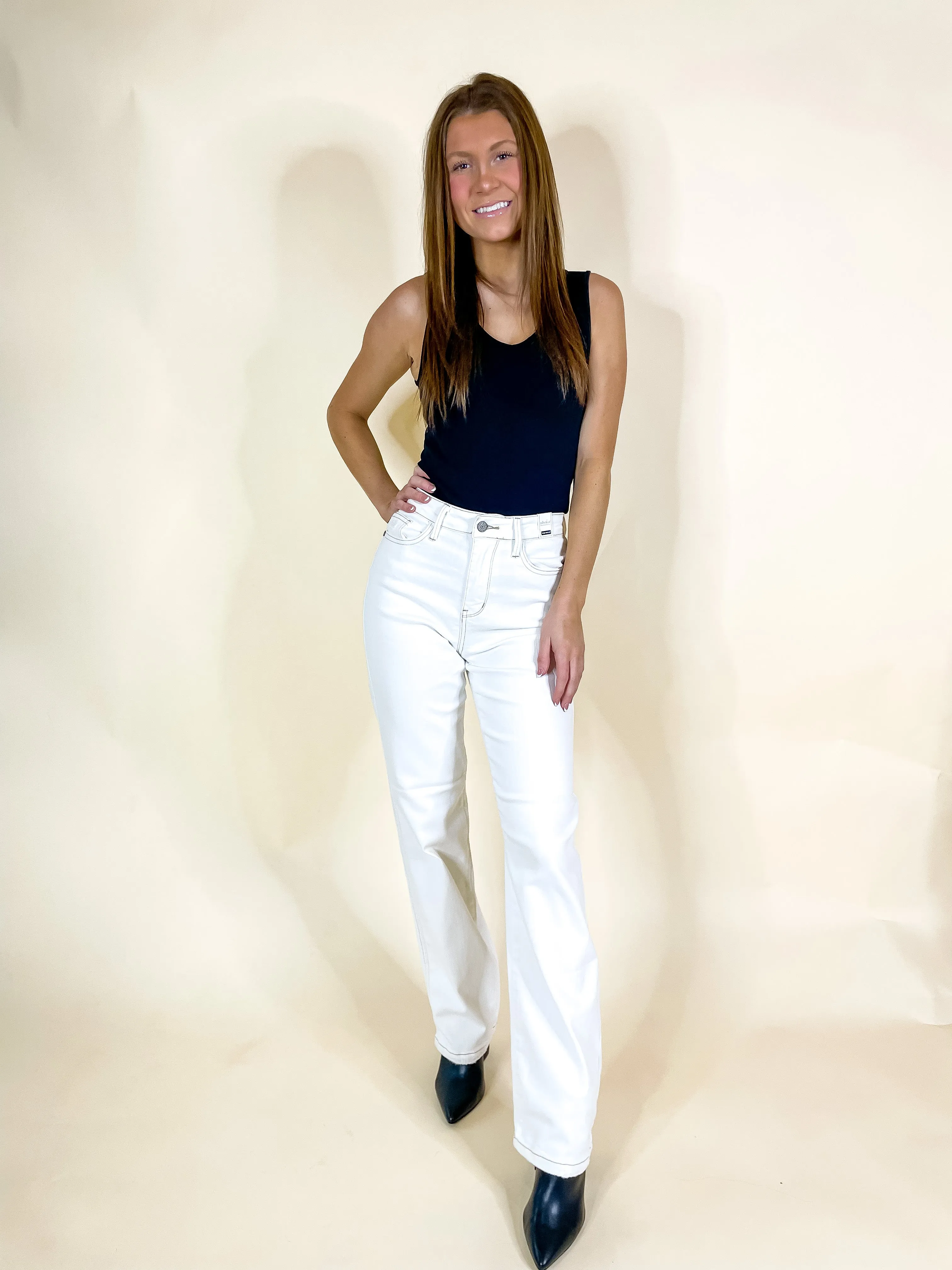 Last Chance Size 0-5, 15, 20W-24W | Judy Blue | Feeling My Best Straight Leg Jeans in Ecru