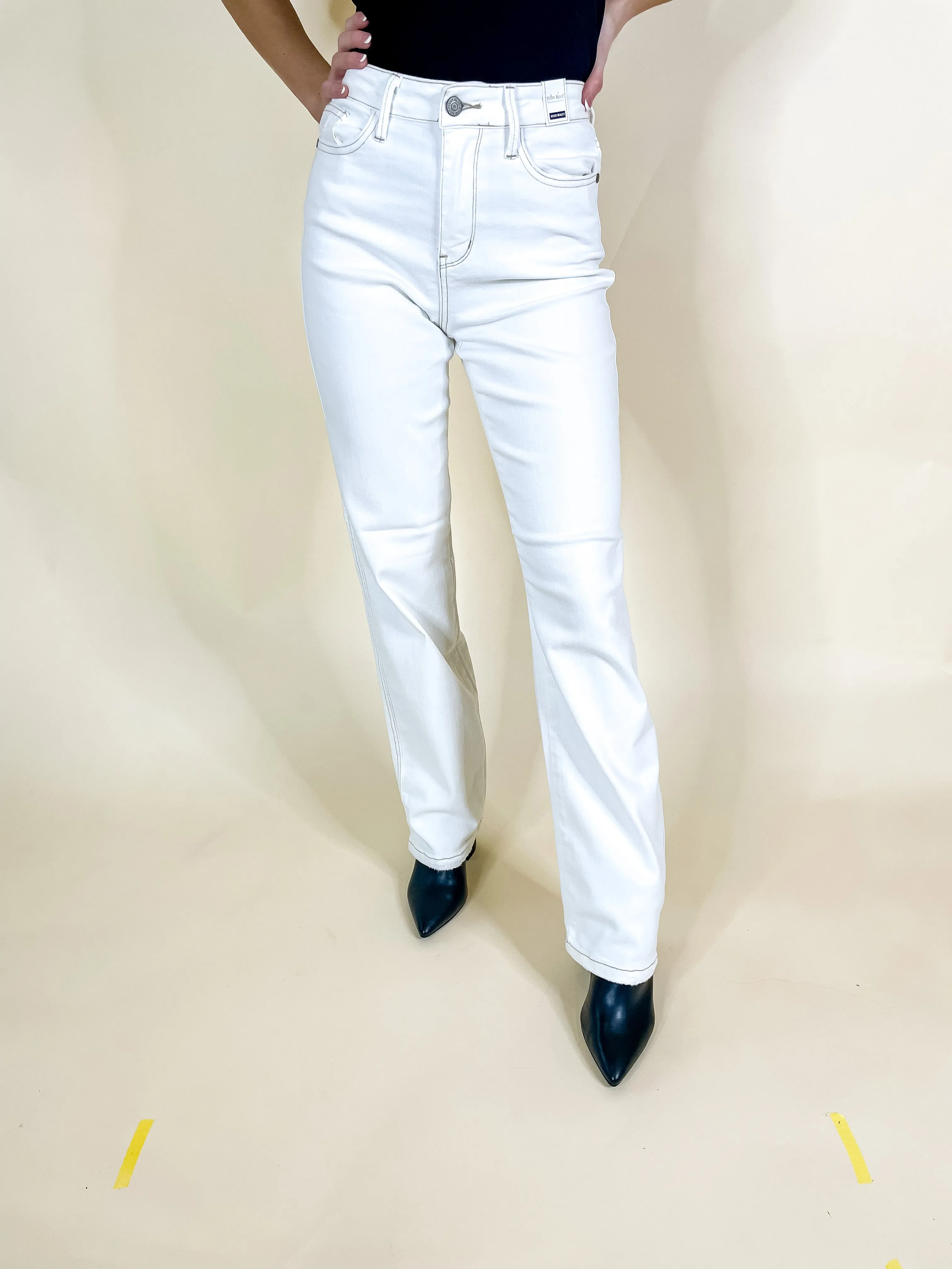 Last Chance Size 0-5, 15, 20W-24W | Judy Blue | Feeling My Best Straight Leg Jeans in Ecru