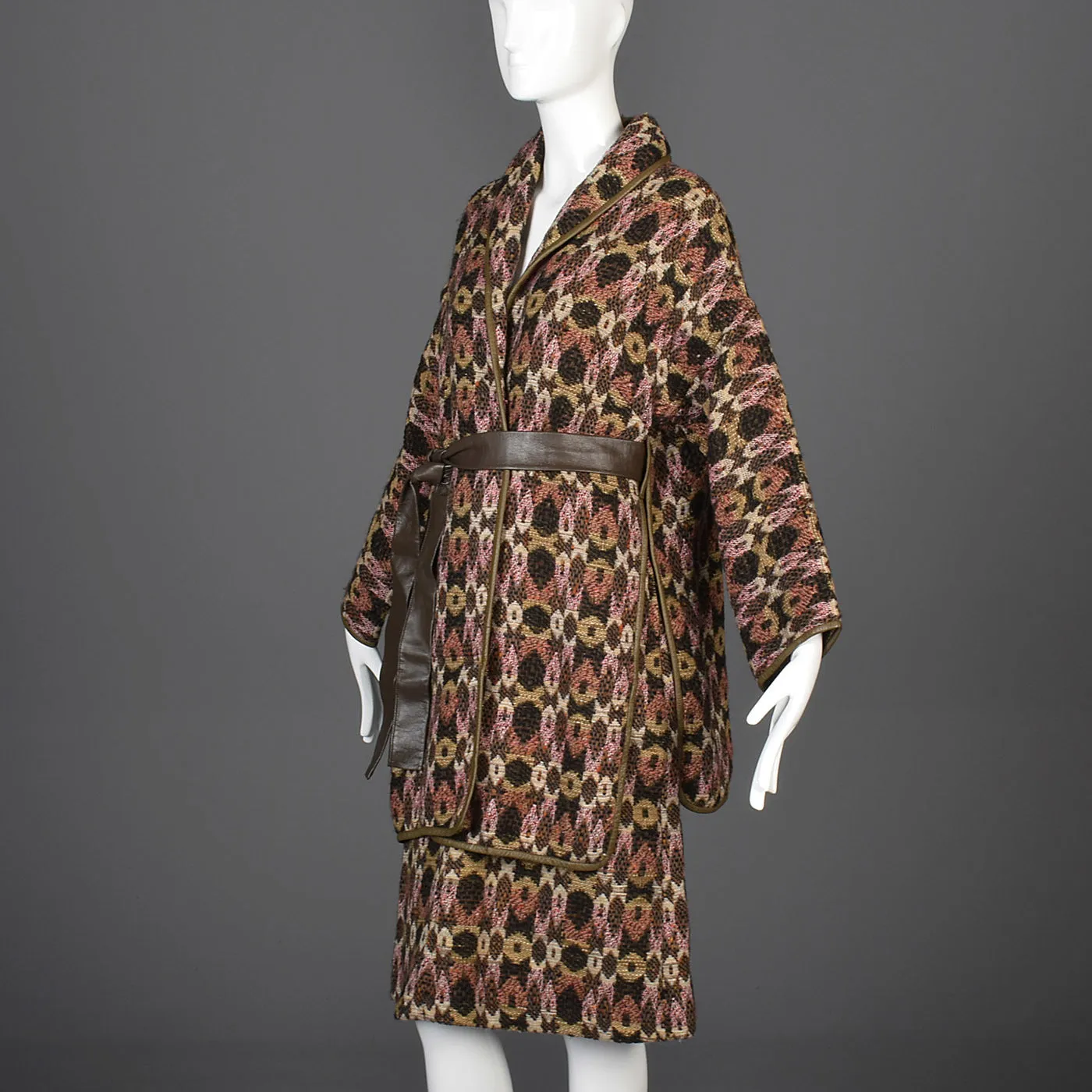 Late 1960s Bonnie Cashin Sills Bohemian Tweed Separates with Leather Trim