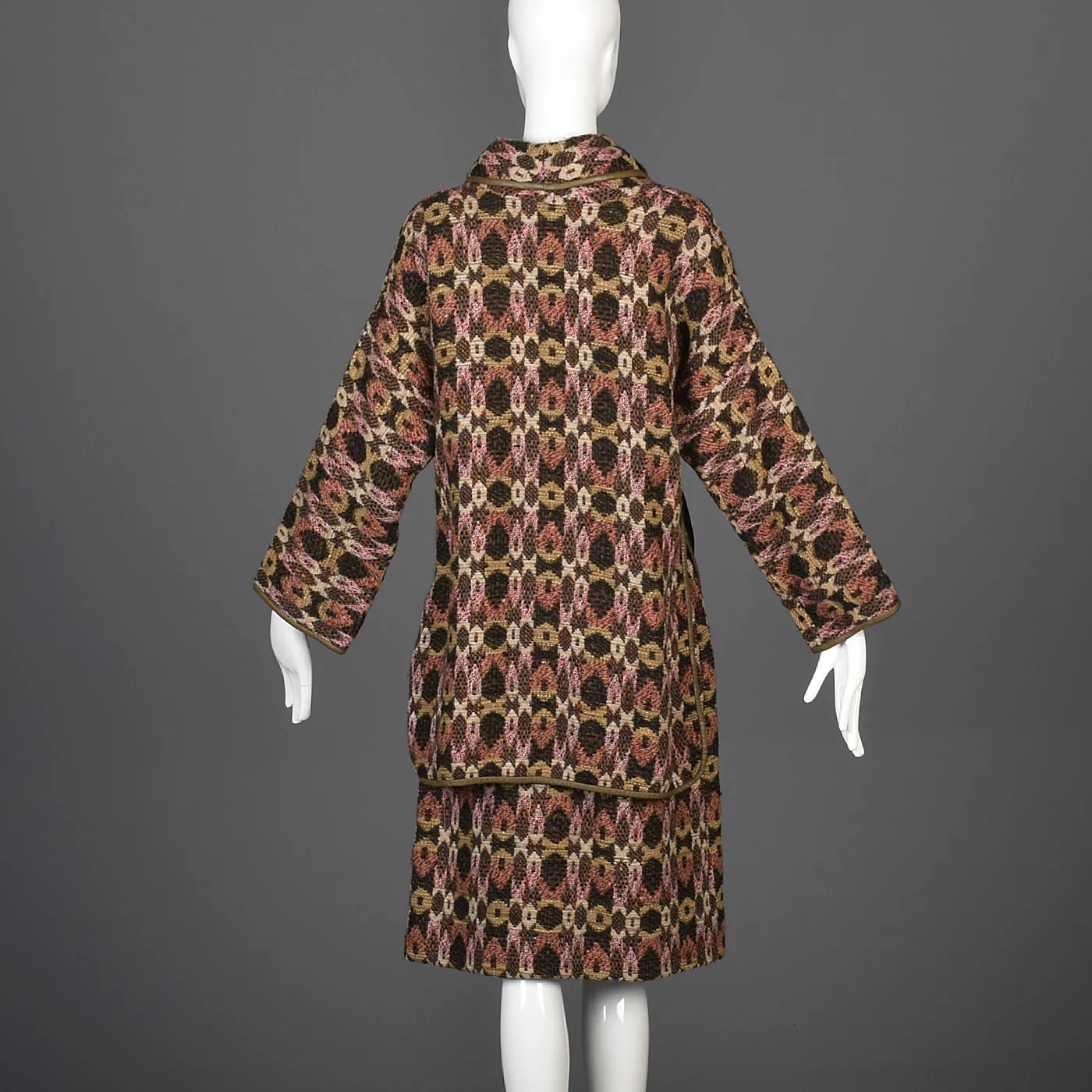 Late 1960s Bonnie Cashin Sills Bohemian Tweed Separates with Leather Trim