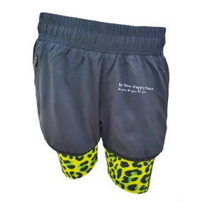 LIMEY LEOPARDS DOUBLE LAYER SHORTS