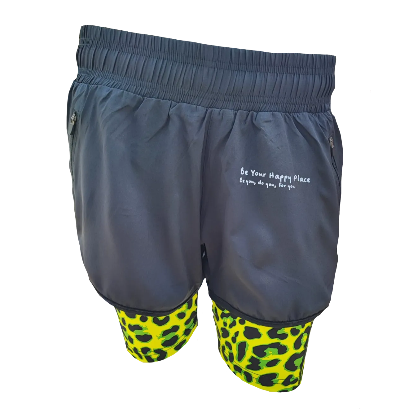 LIMEY LEOPARDS DOUBLE LAYER SHORTS