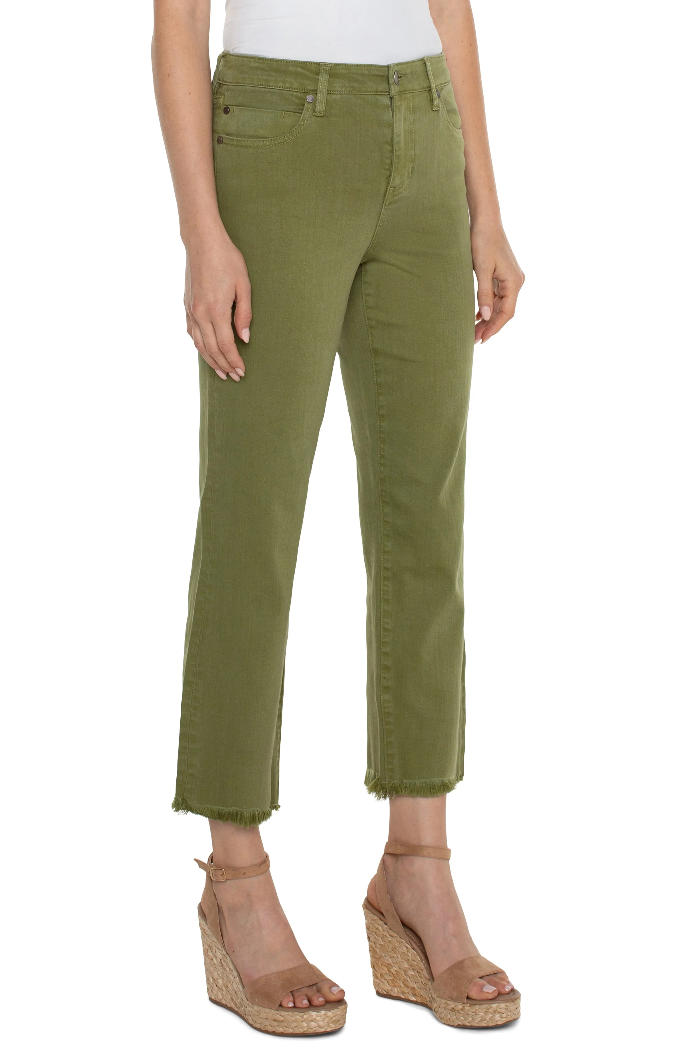 Liverpool Kennedy Crop Straight w/ Fray Hem 27in (eucalyptus)