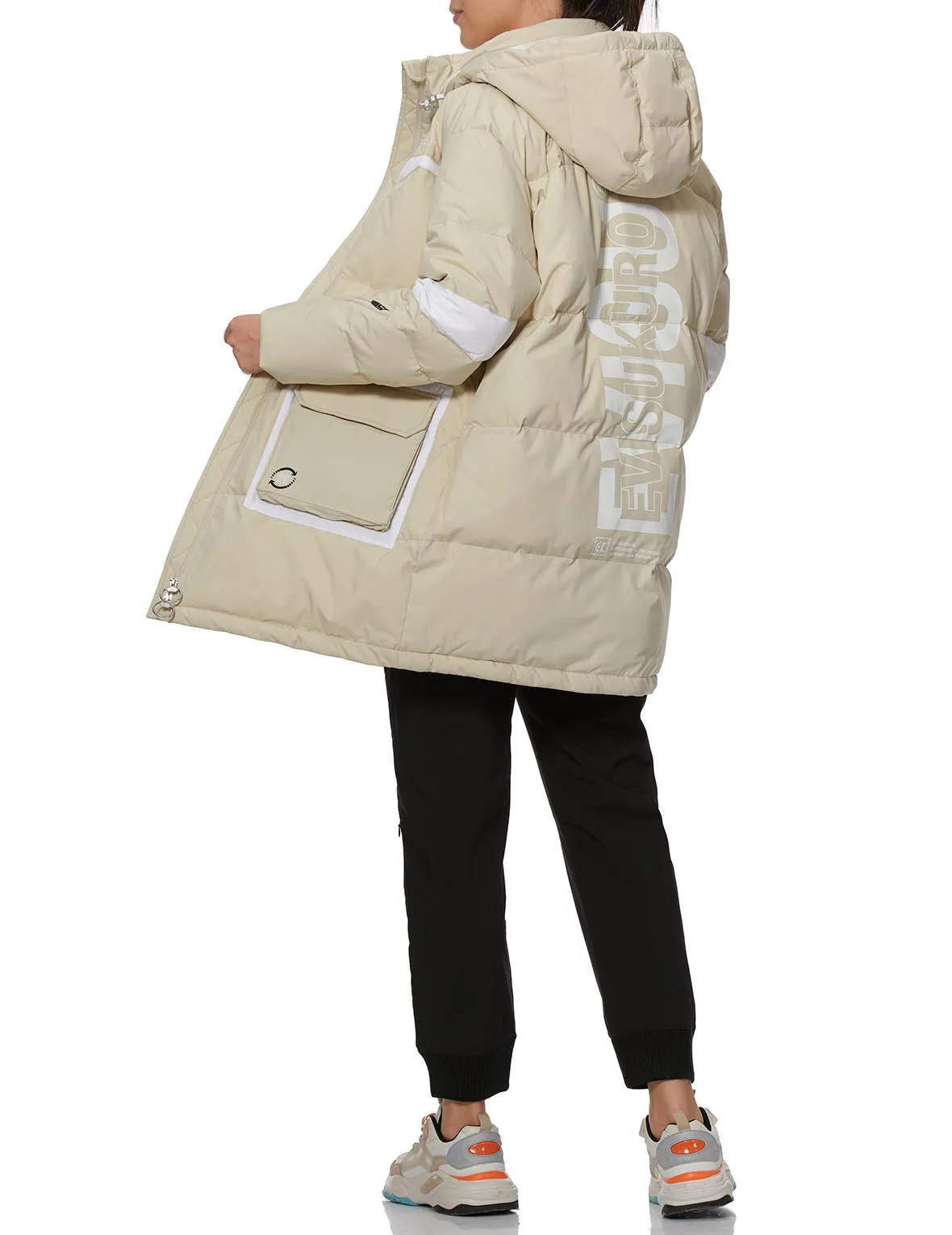 Logo Print Padded Coat