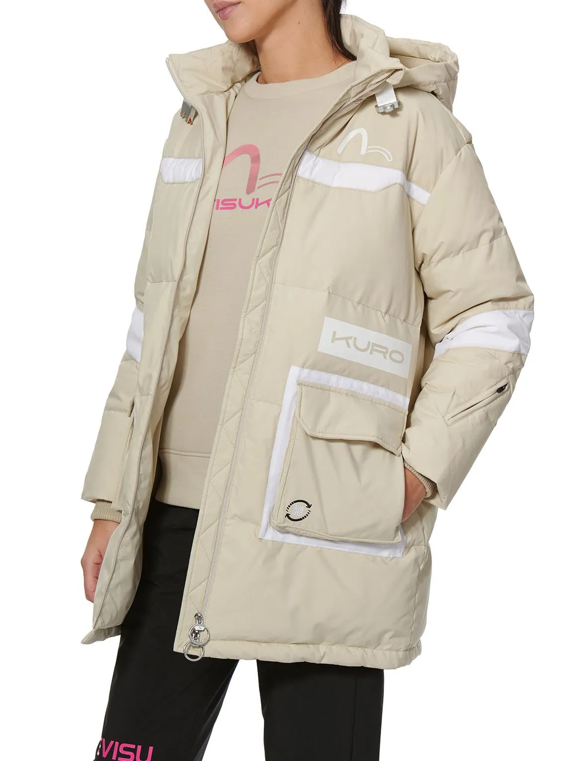 Logo Print Padded Coat