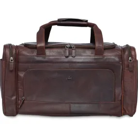 Mancini Leather Carry-on Duffle Bag, 20" x 10.75" x 10.75", Brown