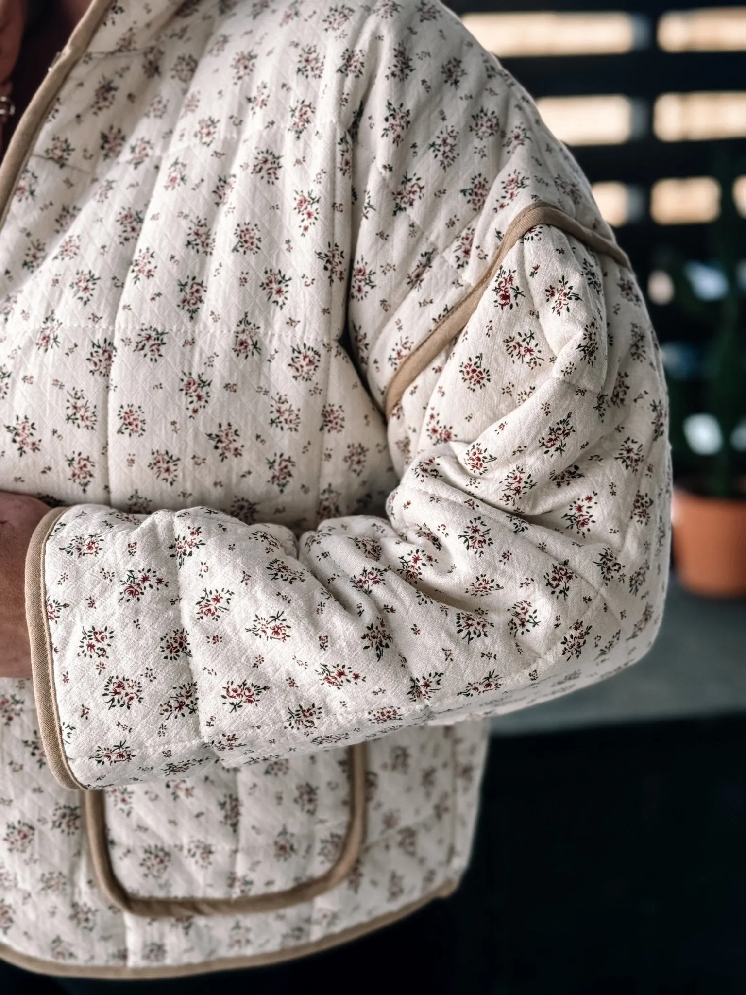 Meadow Bloom Boho Western Quilted Jacket, Cream