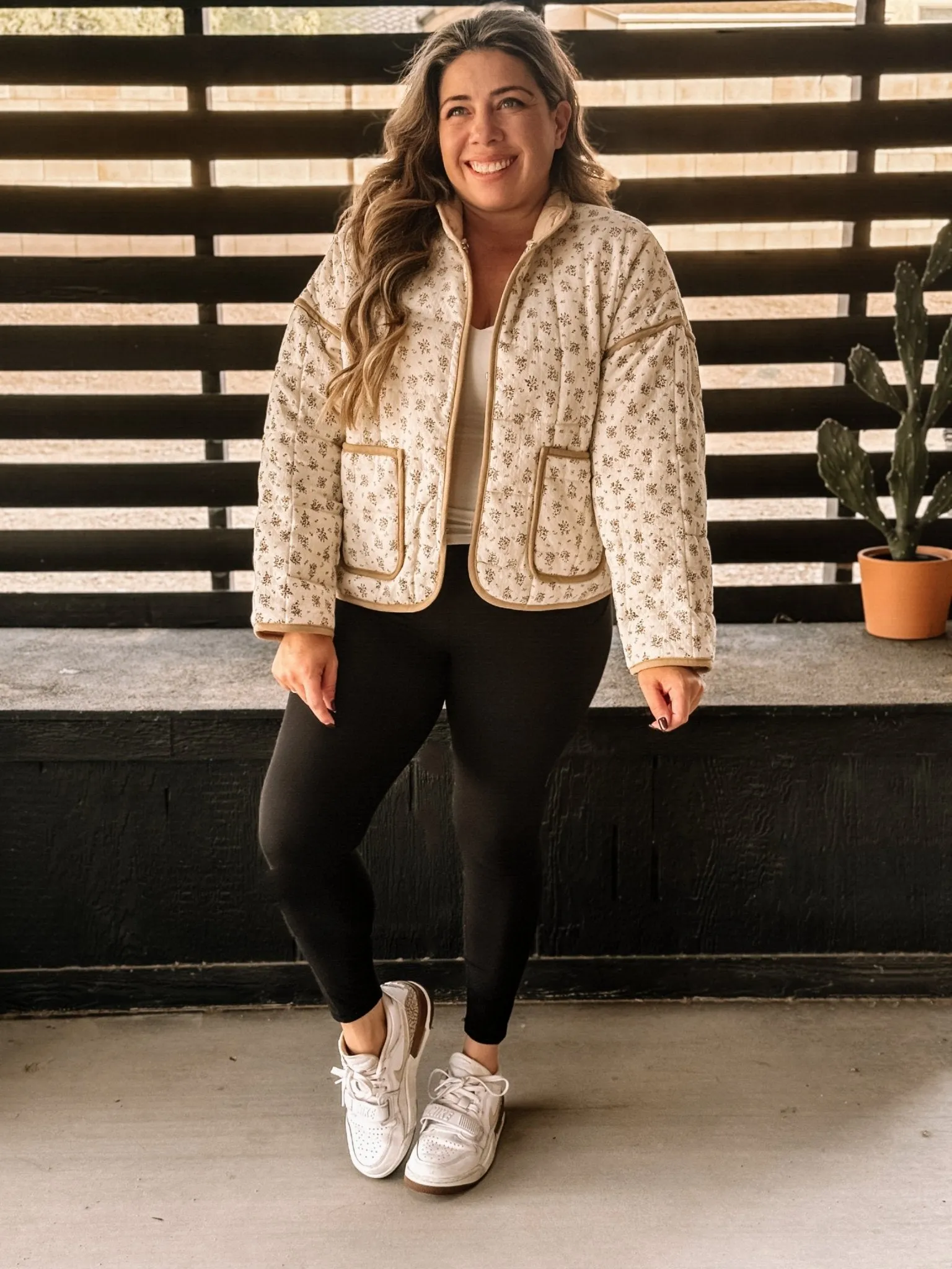 Meadow Bloom Boho Western Quilted Jacket, Cream