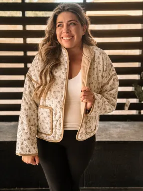 Meadow Bloom Boho Western Quilted Jacket, Cream