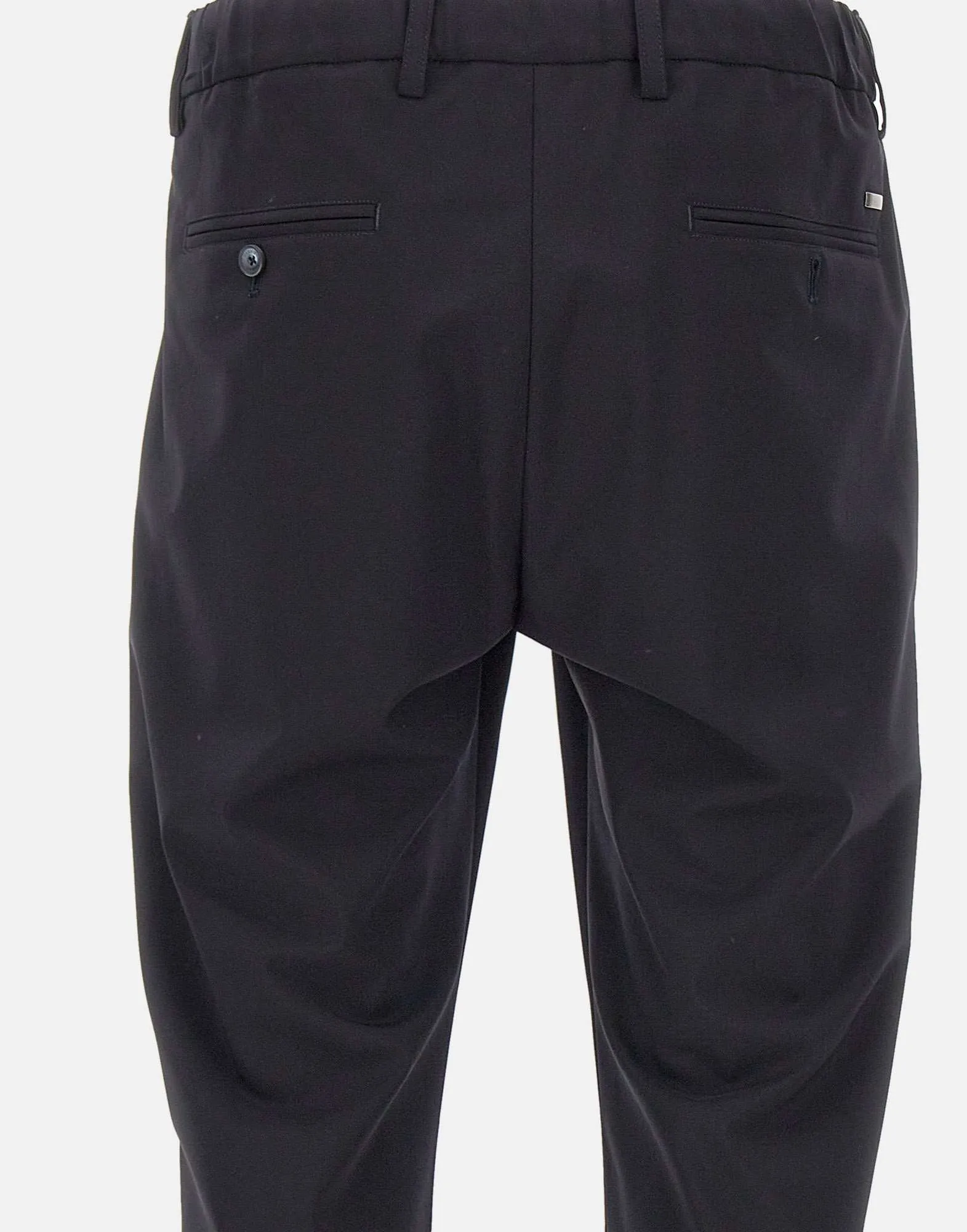 Men's Blue Crepe Trousers with Drawstring