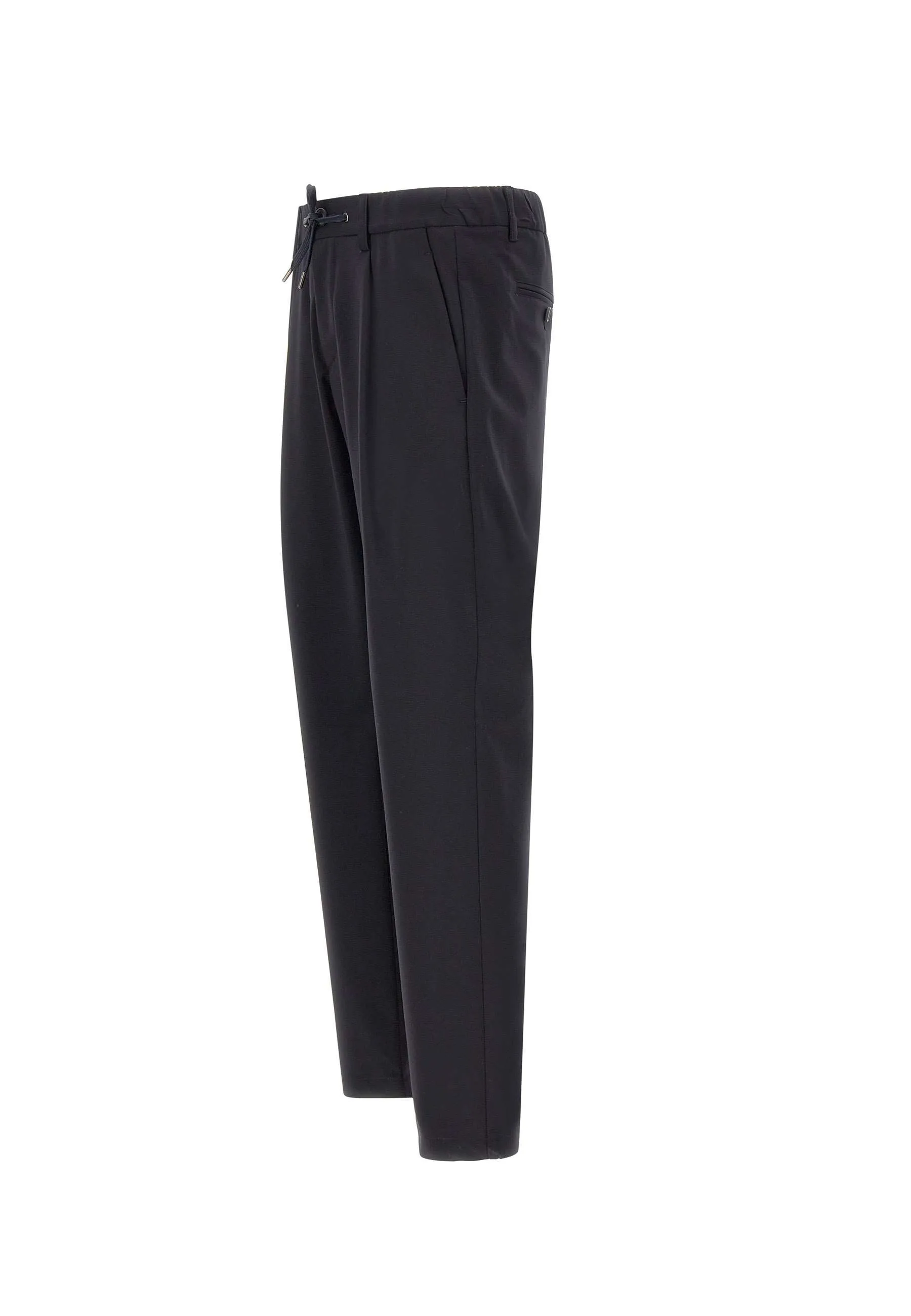 Men's Blue Crepe Trousers with Drawstring