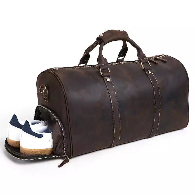 Men's Crazy Horse Leather Duffle Bag