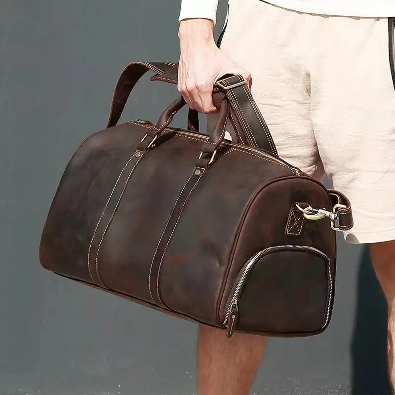 Men's Crazy Horse Leather Duffle Bag