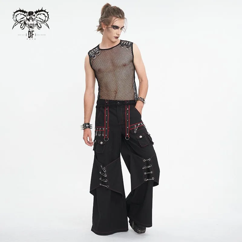 Men's Gothic Pin Studded Flared Pants