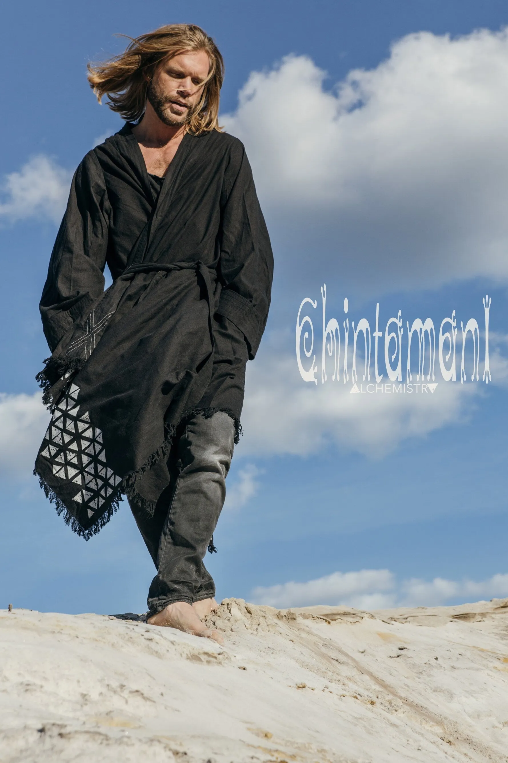 Mens Kimono Wrap Mantle ∆ Huge Wrap Cloak Poncho ∆ 100% Raw Cotton Cape Coat ∆ Black Kaftan Robe ∆ Kimono Cardigan ∆ Nomad Clothing