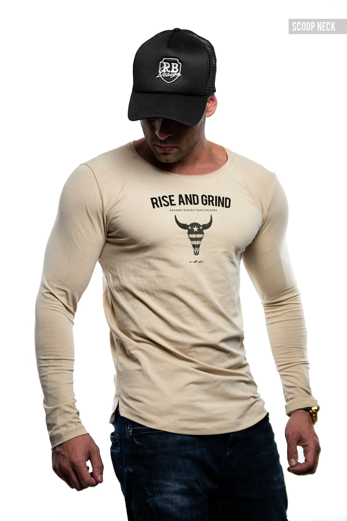 Mens Long Sleeve T-shirt "Rise and Grind" MD932