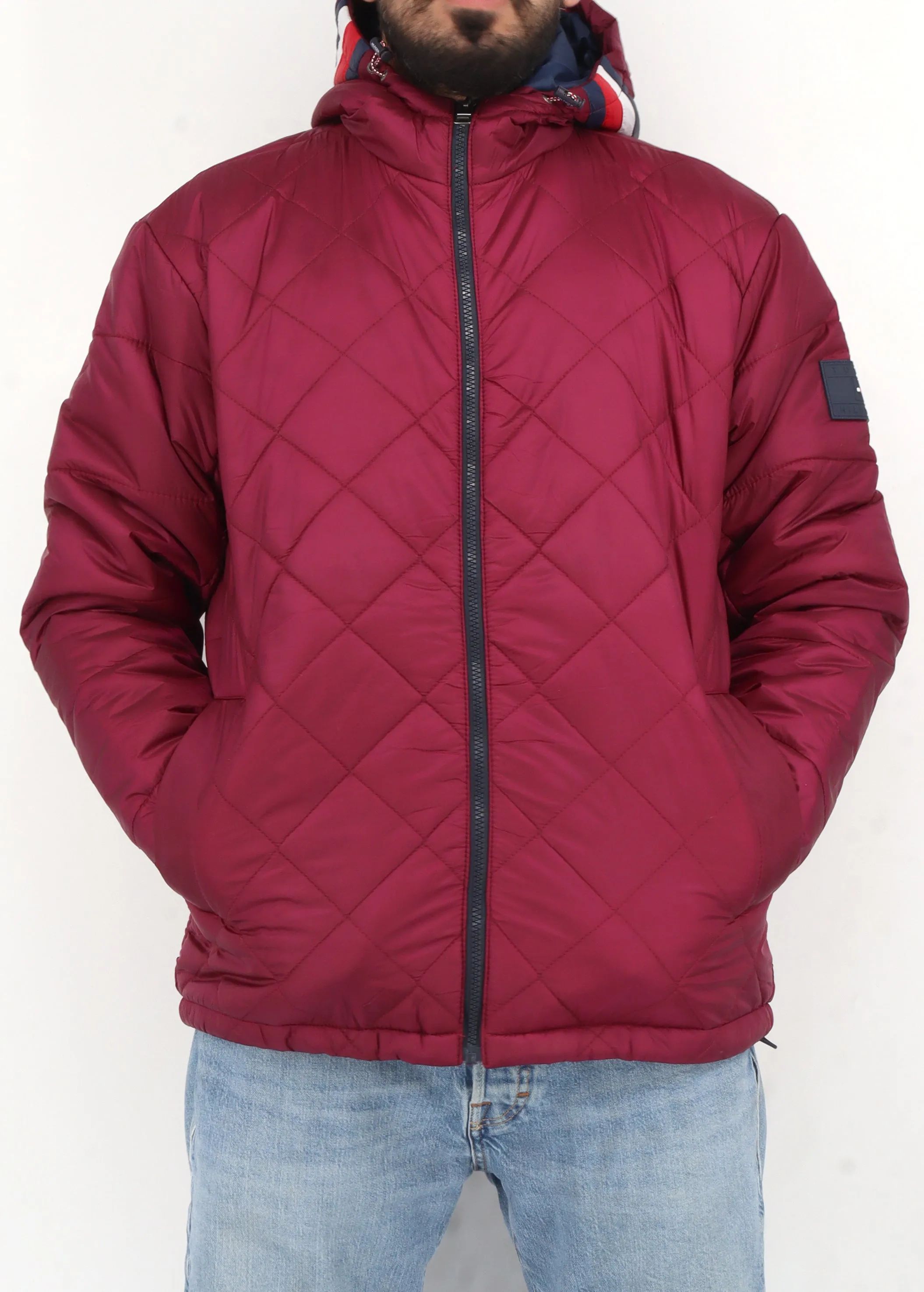 Men's Quilted Jacket,Burgundy