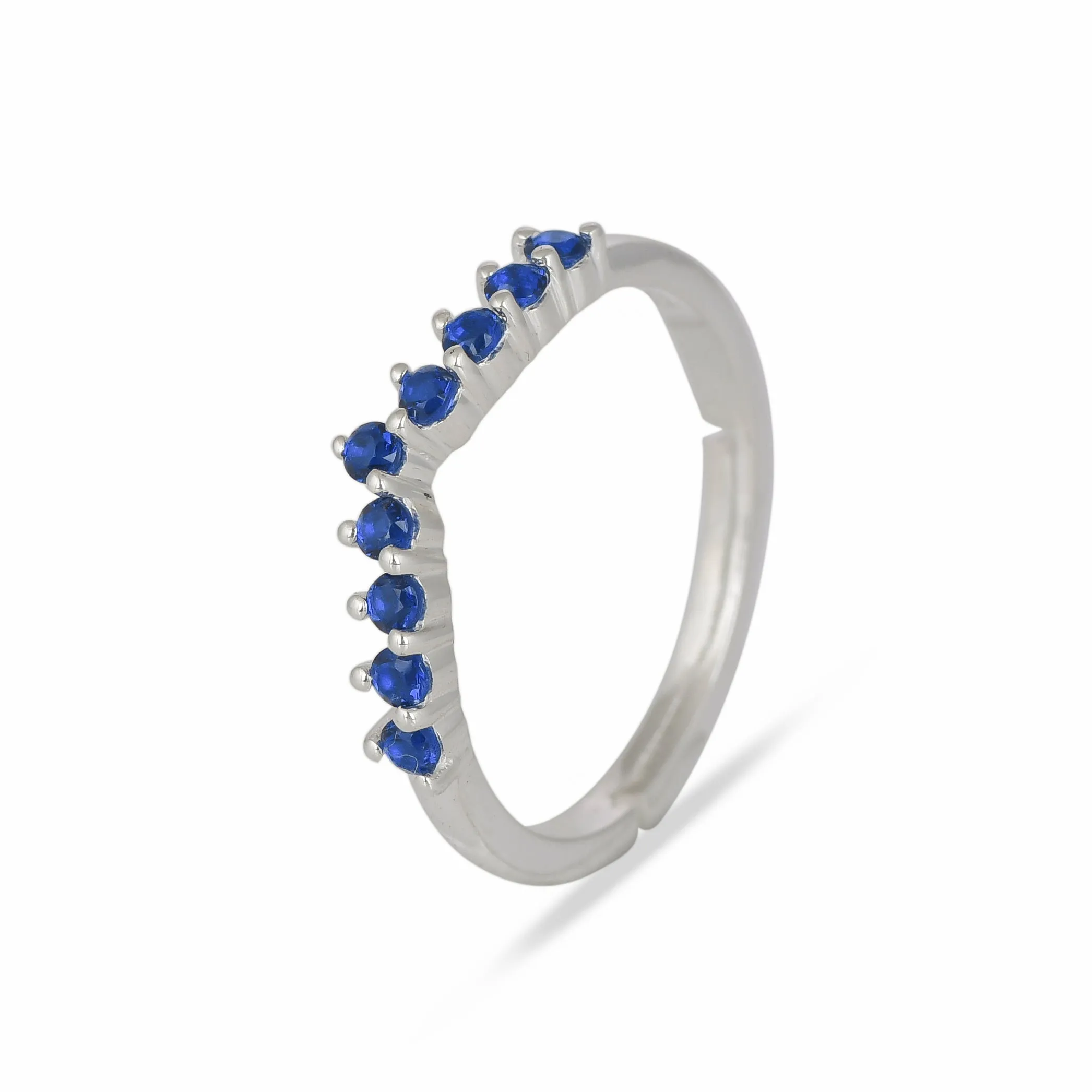 Minimal Blue Cz Chevron Silver Ring - From Purl