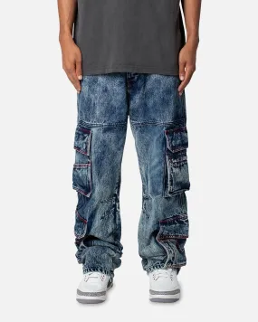 MNML Baggy Rave Cargo Denim Jeans Vintage Blue