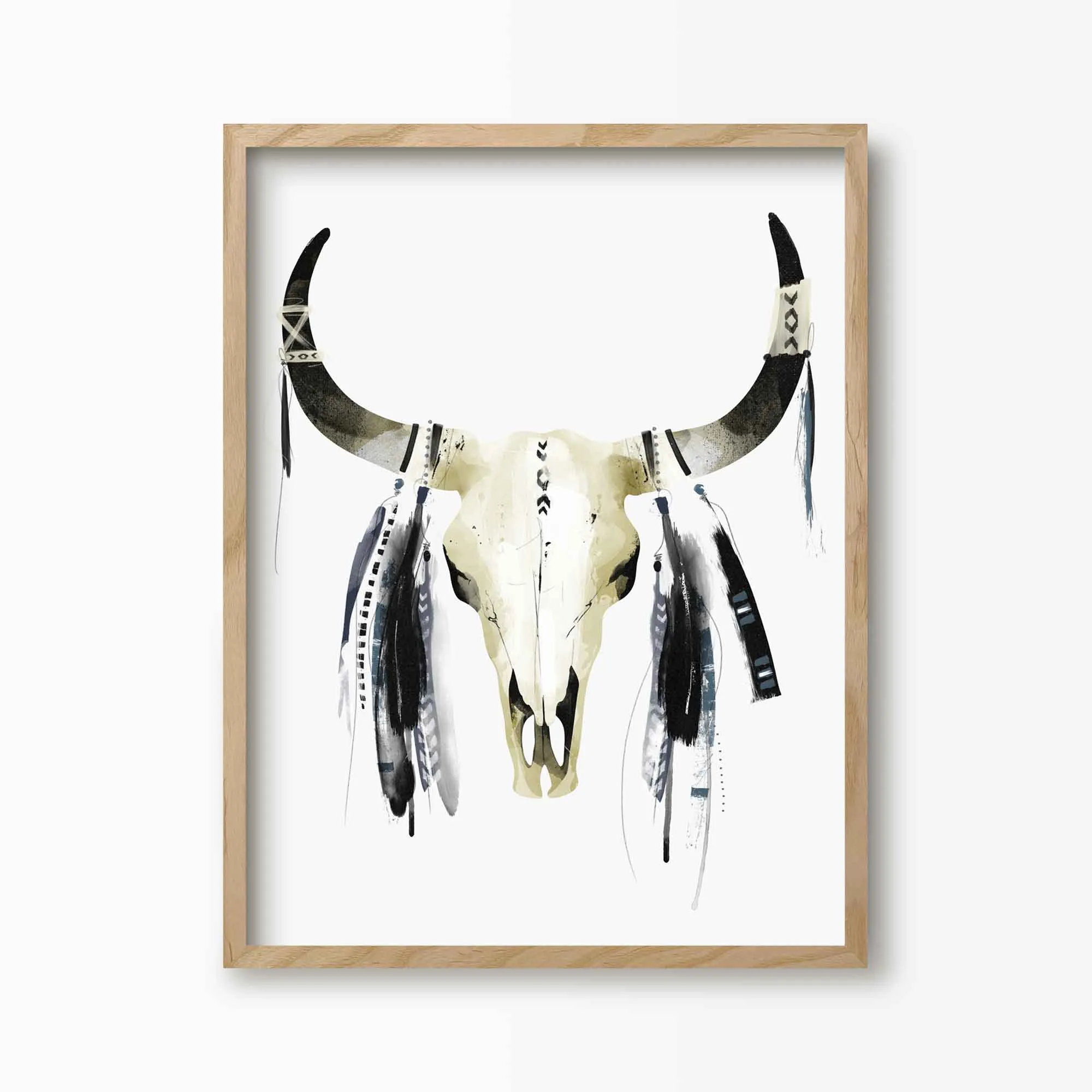 Native American Cow Skull Print